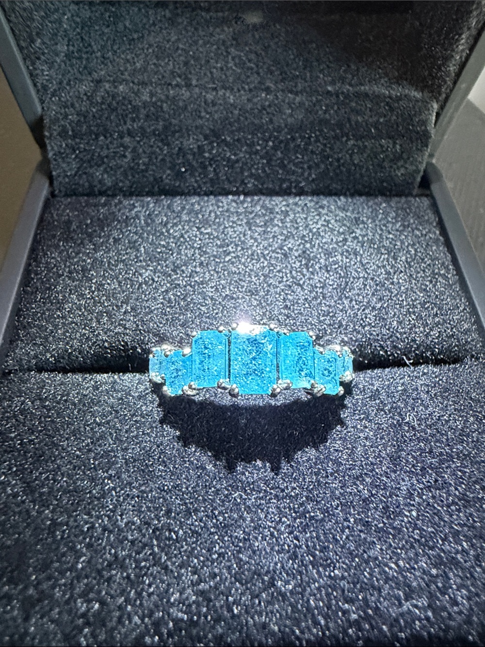 Bomb Party Blue Gemstone Accent Ring for Women - rhodium plated
